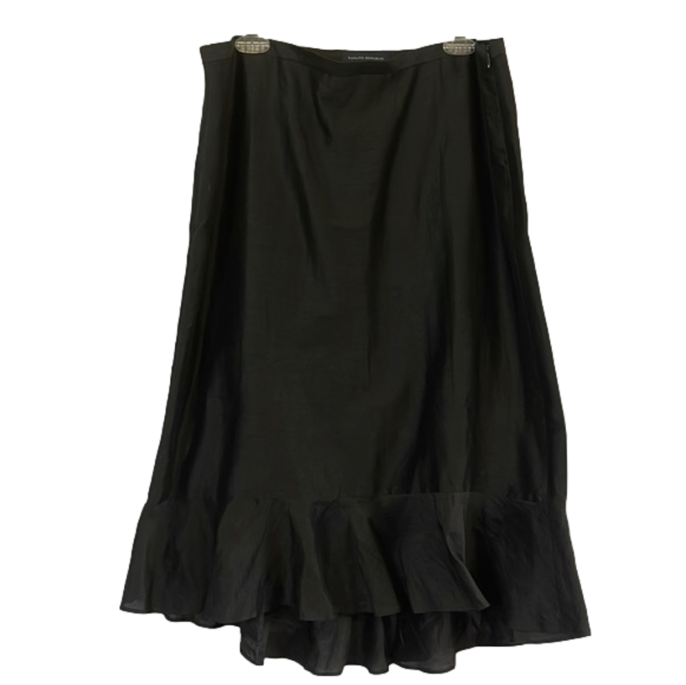 Banana Republic hi-lo ruffle hemmed skirt - black - size 14